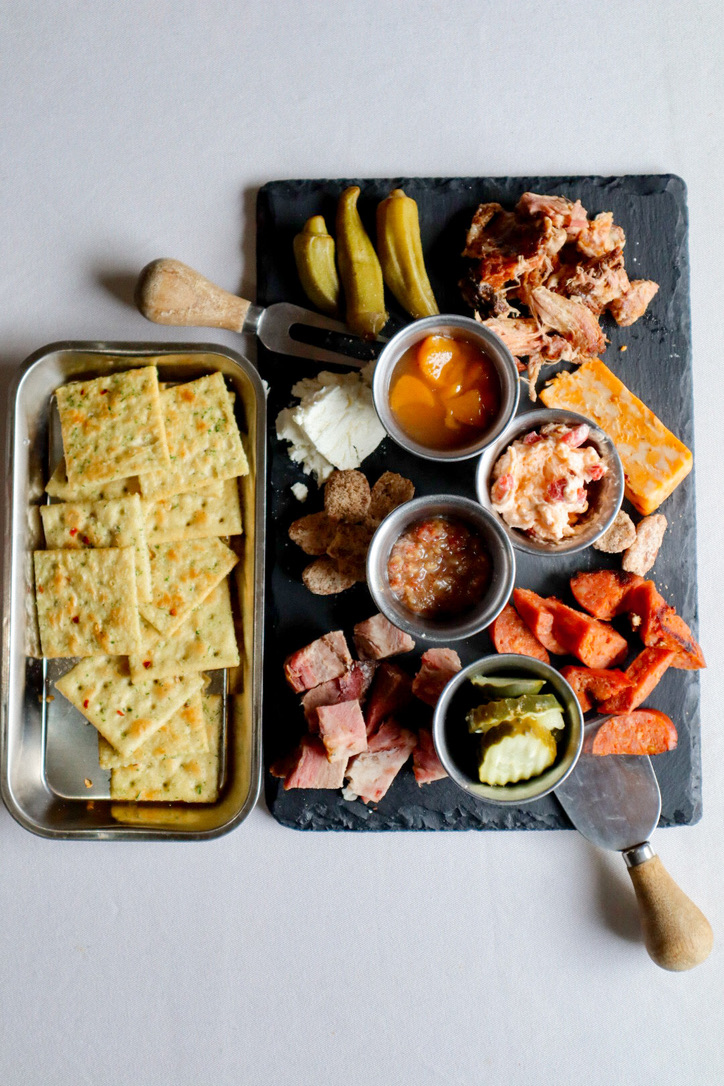 menu item picture of crackers and toppings